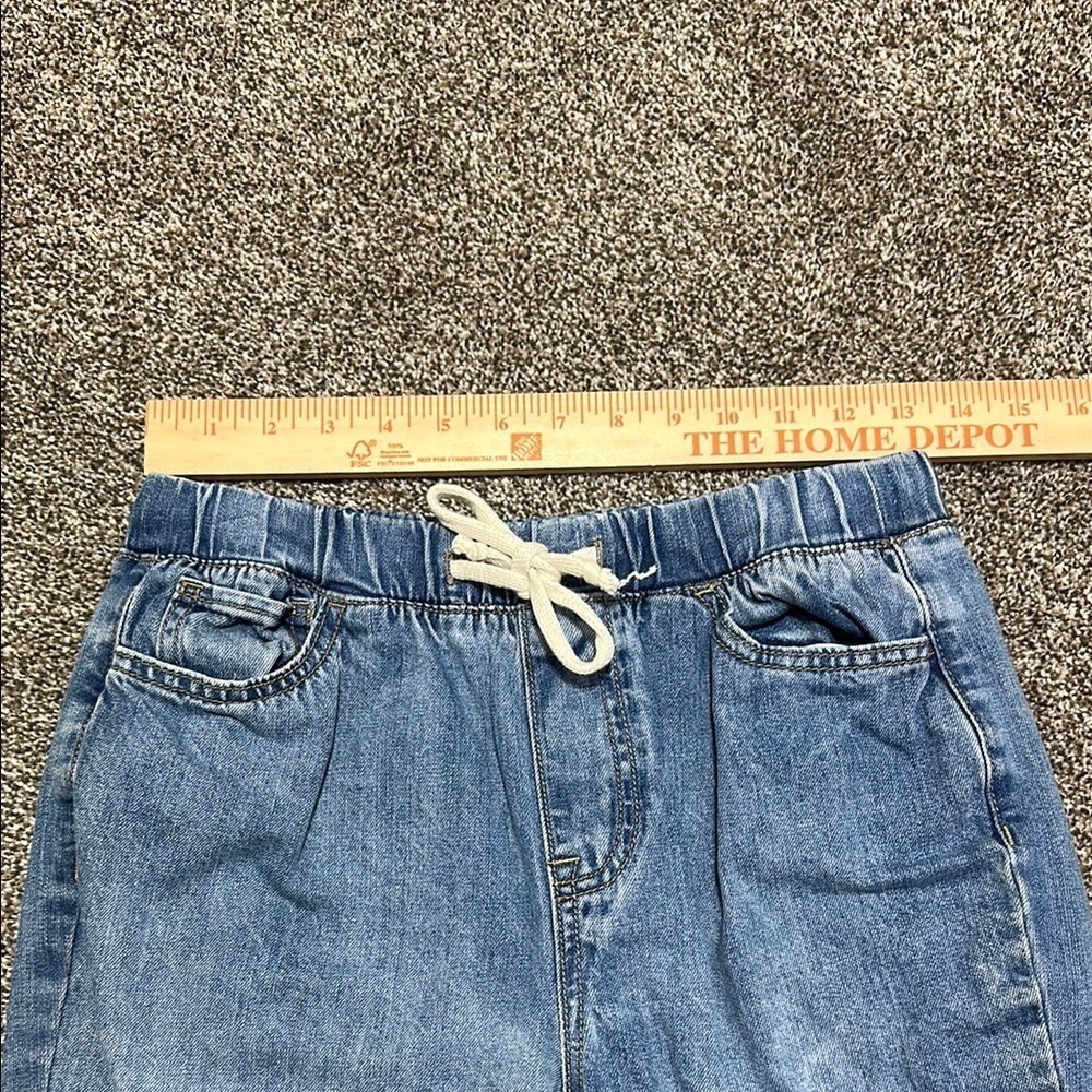 Rewash Blue Ankle Cropped Jeans with Distressed Details SMALL drawstring waist - Picture 2 of 14